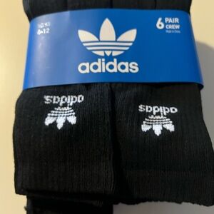 adidas Men's Black Crew Socks - 6 Pair